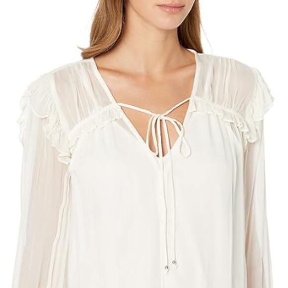 NEW BCBGMAXAZRIA Women's Chiffon Bishop Sleeve Blouse Size S - Picture 8 of 8